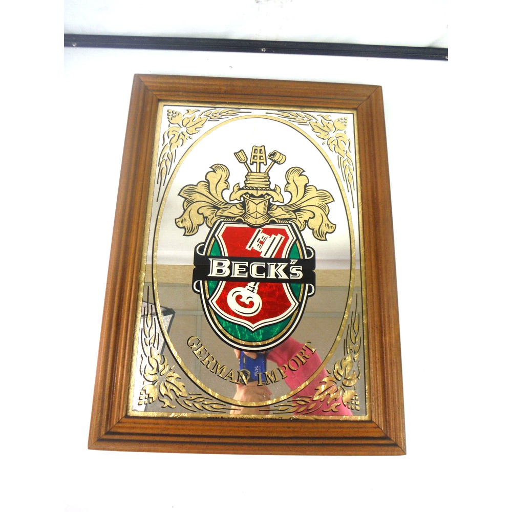 Vintage Becks Beer Mirror Bar Sign 14 X 20 Inches German Import Mancave